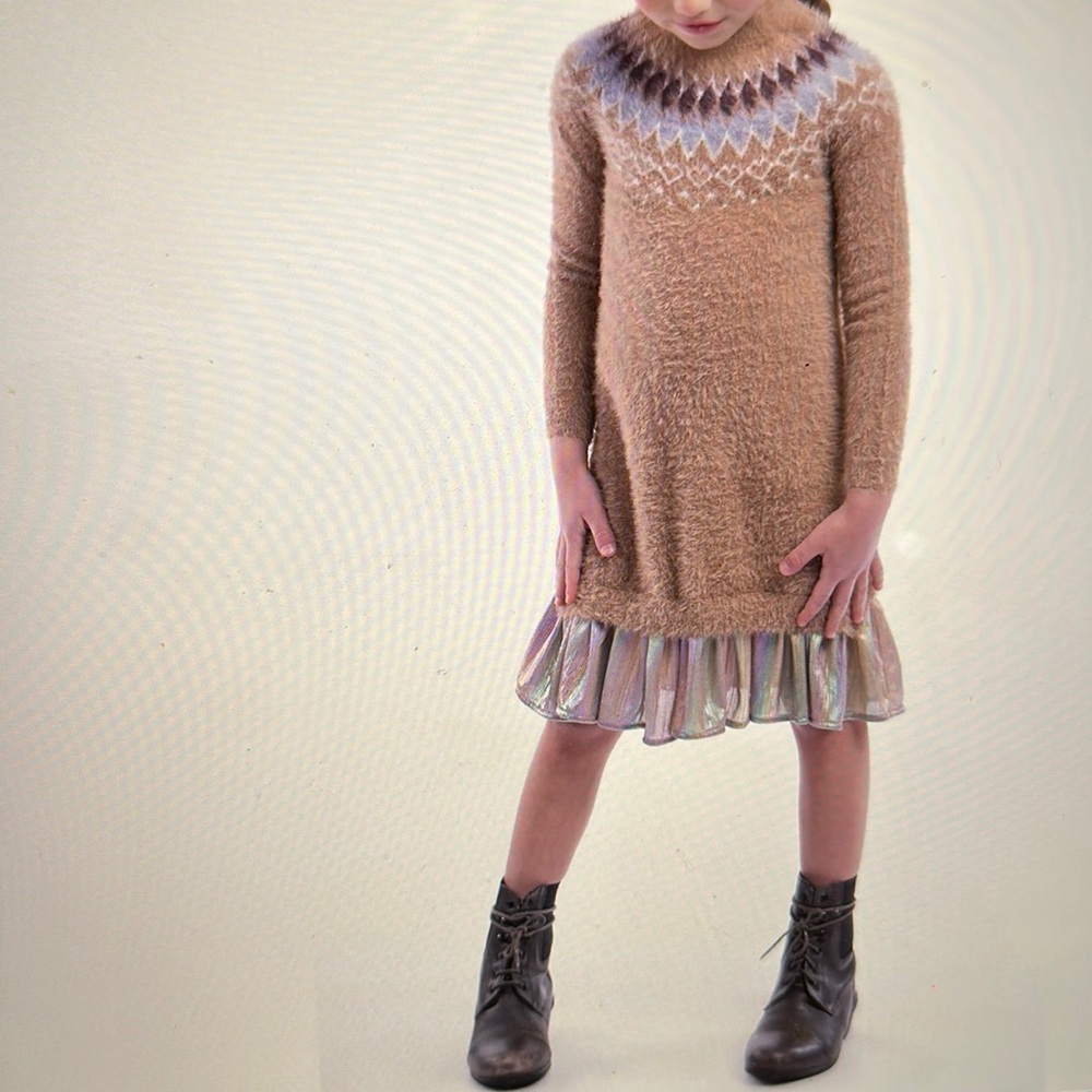 IMOGA - Girl’s Mockneck Twofer Dress - Nutmeg color - size 8